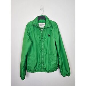 Abercrombie Fitch Green Zip Up Jacket Size S Moose Logo Casual Outerwear